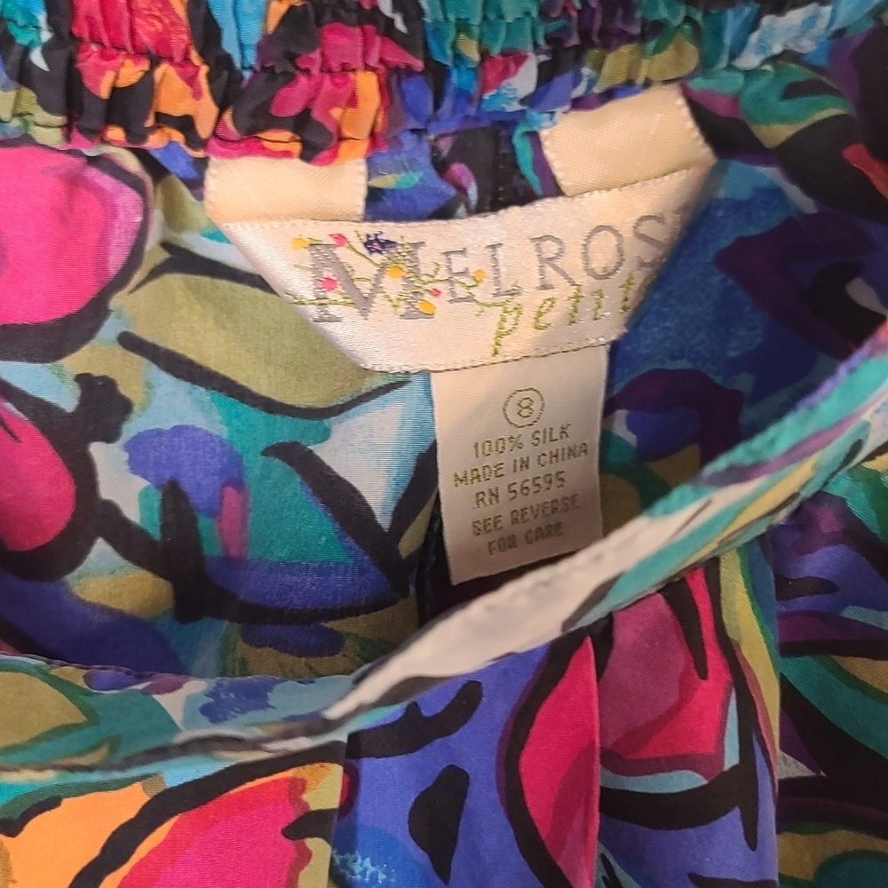 Melrose 100% Silk Floral Skirt Size 8 – Vibrant Multicolor - Picture 2 of 5